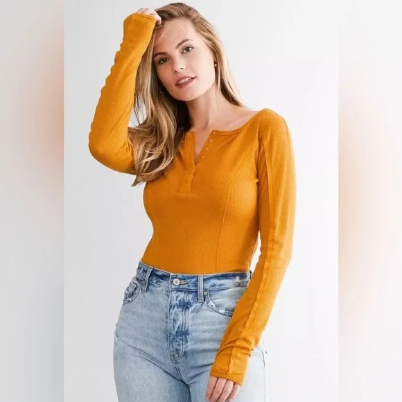 NWT Free People Sloane Bodysuit in Amber, Various Sizes - Picture 5 of 14